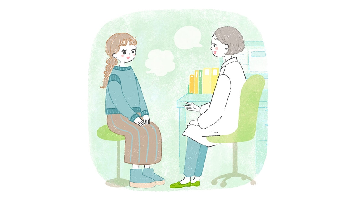 婦人科を受診している女性のイラスト