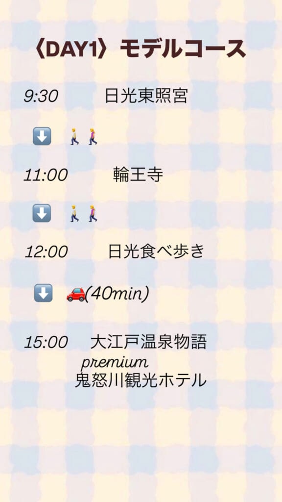 日光一日モデルコース