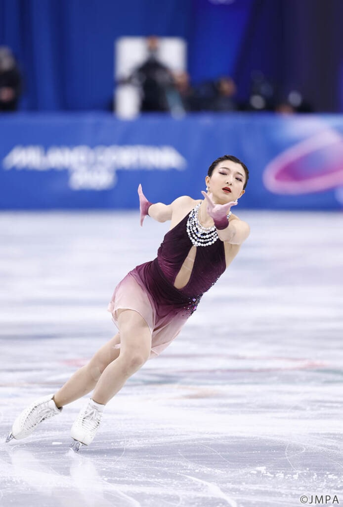 坂本花織。ミラノ五輪フィギュア団体戦フリー演技「愛の賛歌」