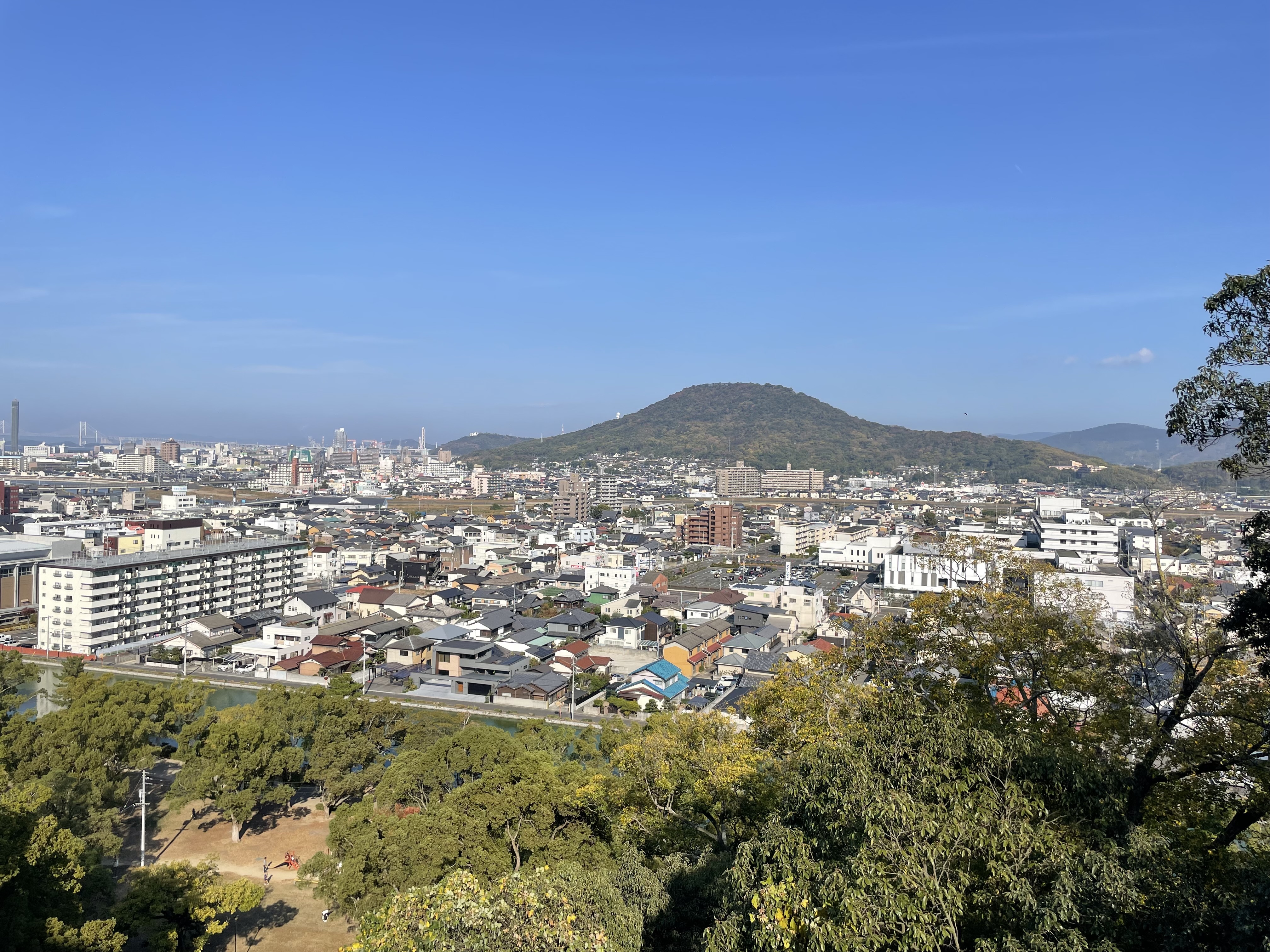 丸亀城の頂上から見える景色