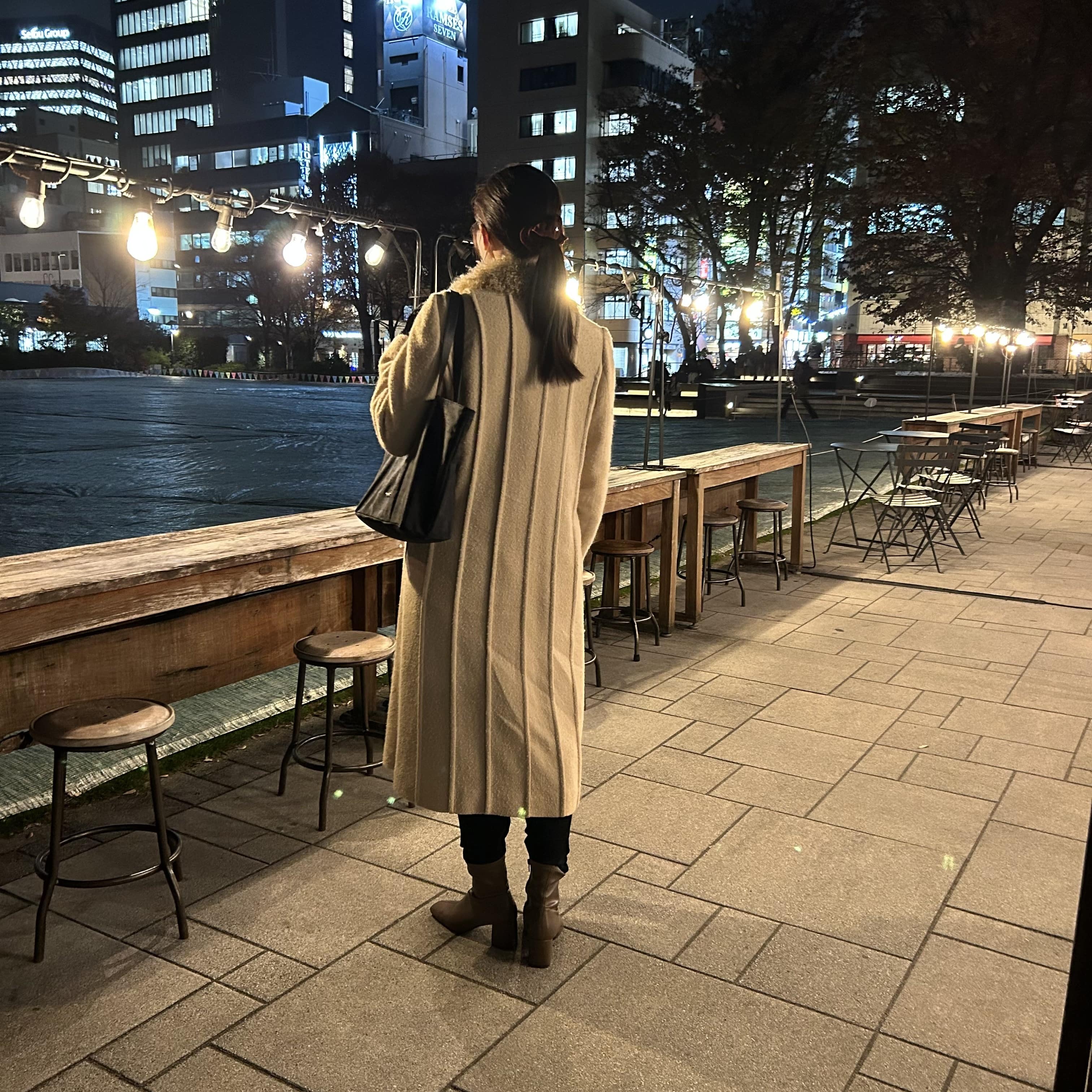 ロングコート、大学生コーデ、冬アウター