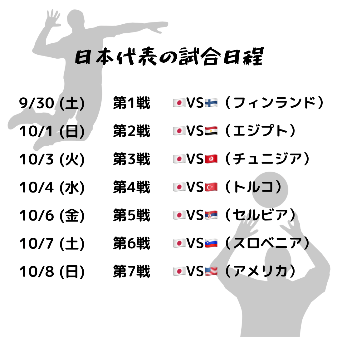 男子日本代表のパリ予選試合日程