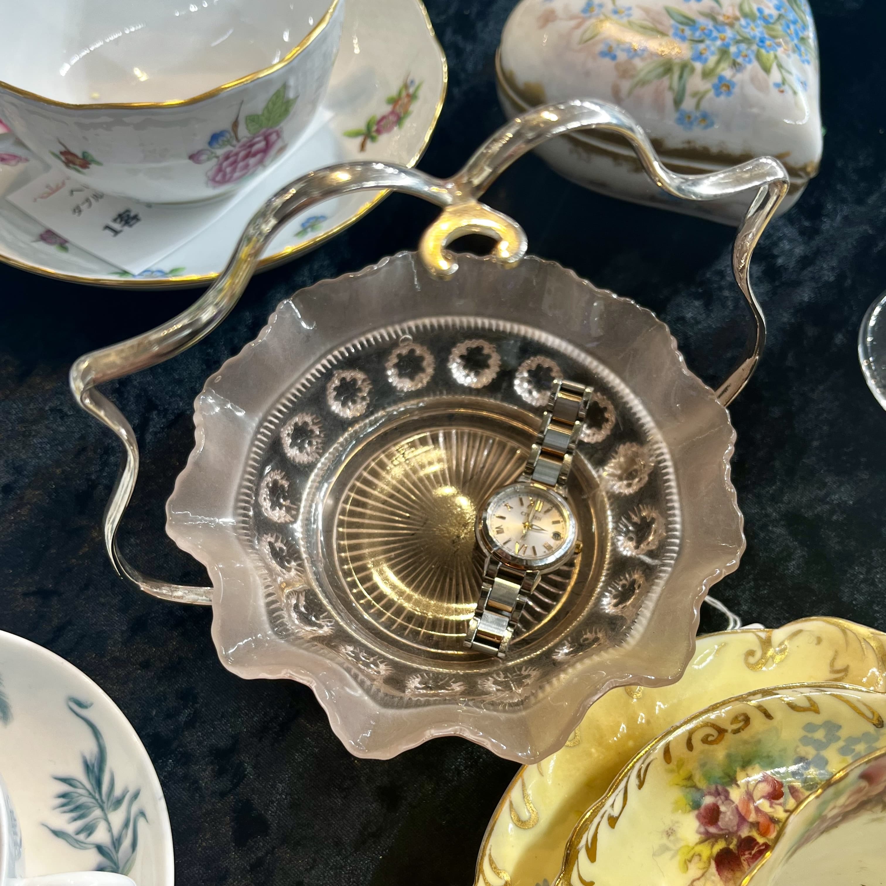 英国　スプーン付　ジャム入れ