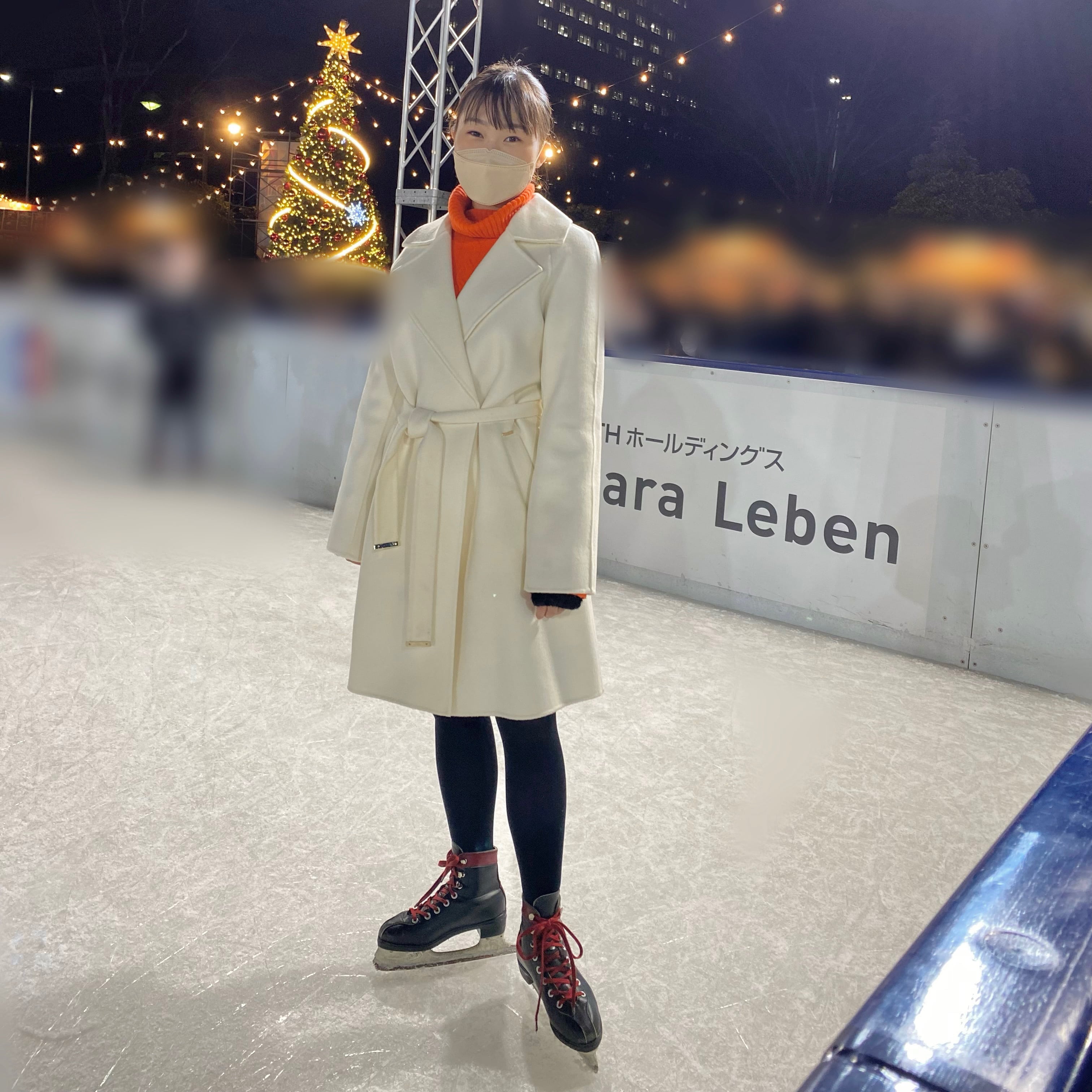 スケート、冬コーデ、大学生コーデ