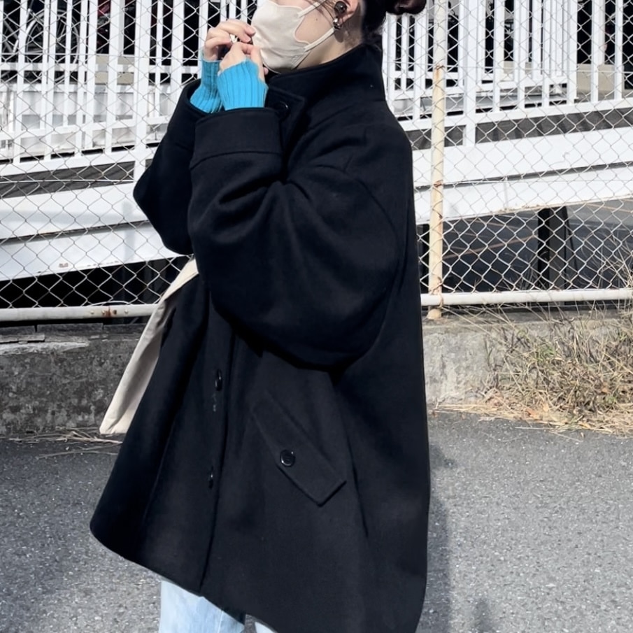スタンドカラーコートコーデ　冬コーデ　大学生コーデ
