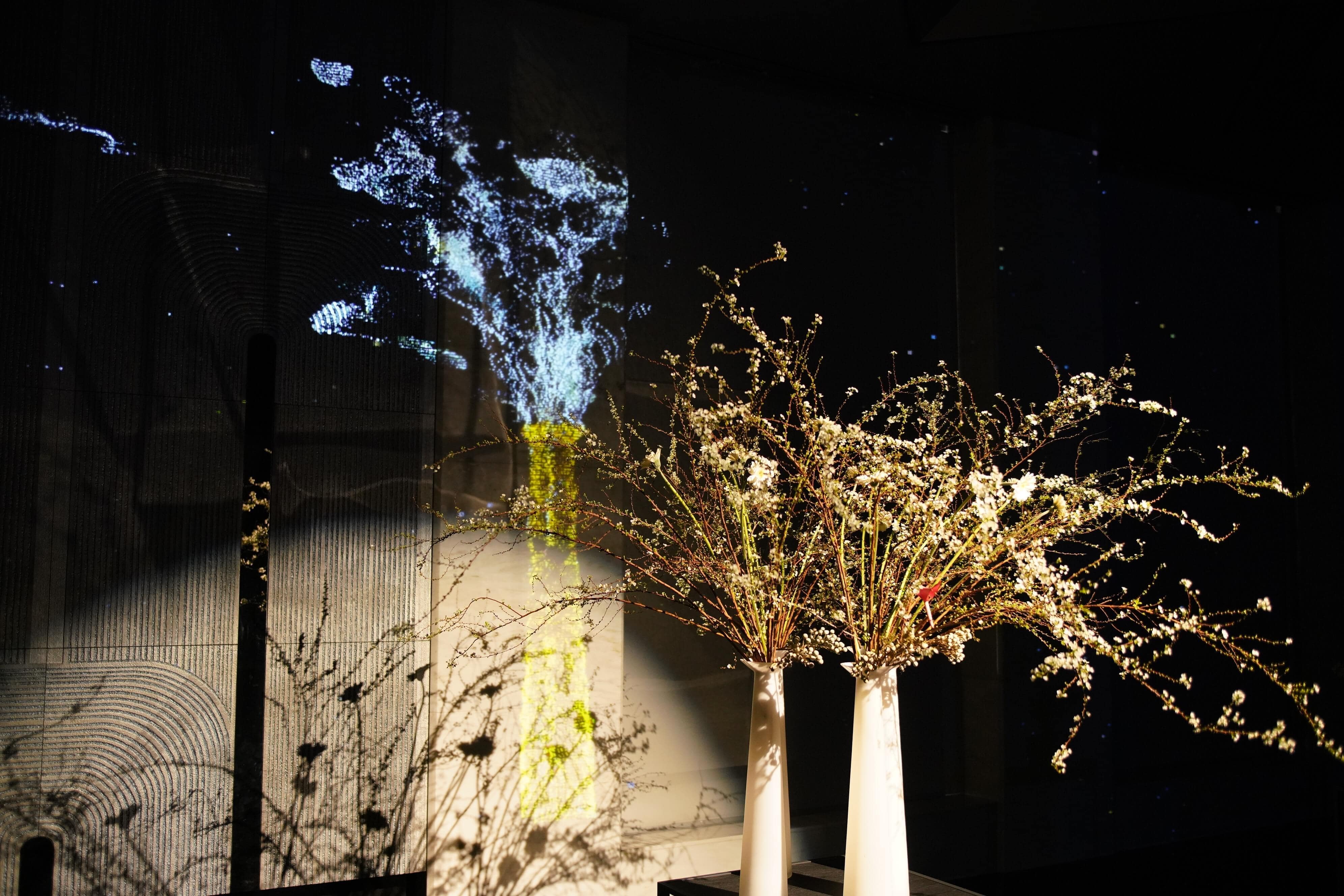 いけばなとCG映像がコラボレーションした作品展示