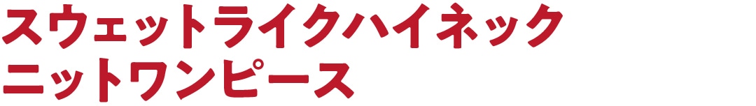 スウェットライクハイネック ニットワンピース