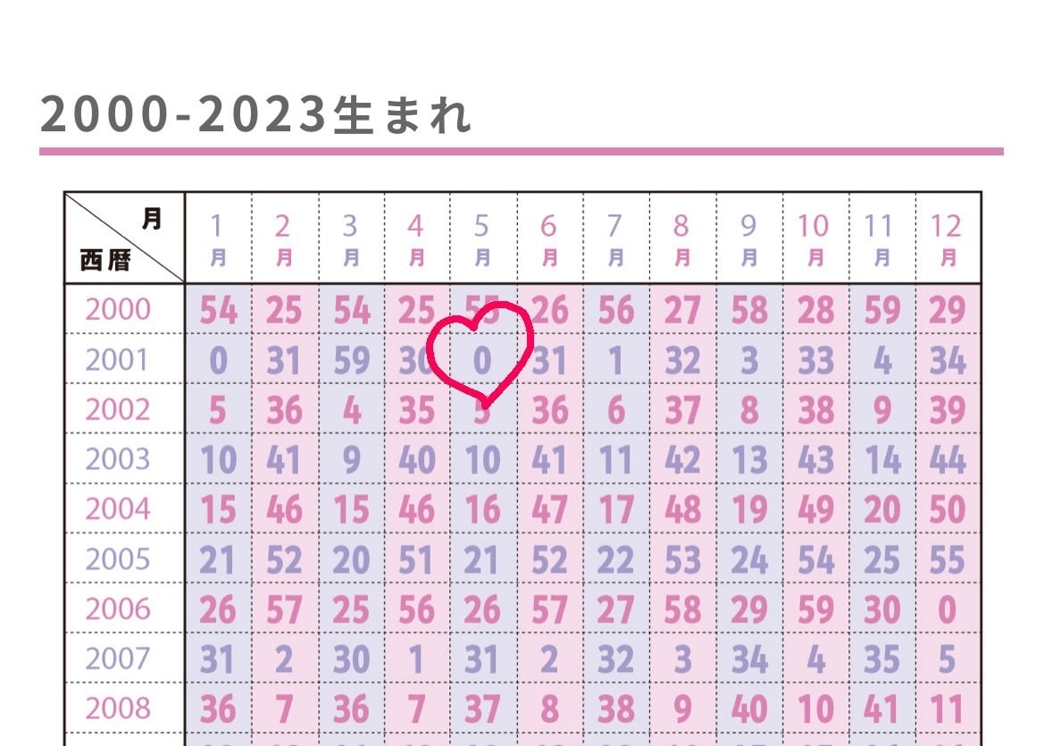 天星タイプ　確認のための表