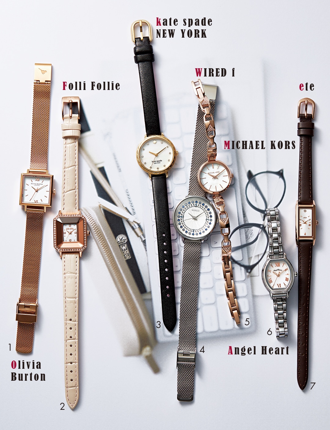 Olivia Burton　Folli Follie　kate spade NEW YORK　WIRED f　MICHAEL KORS　Angel Heart 　ete