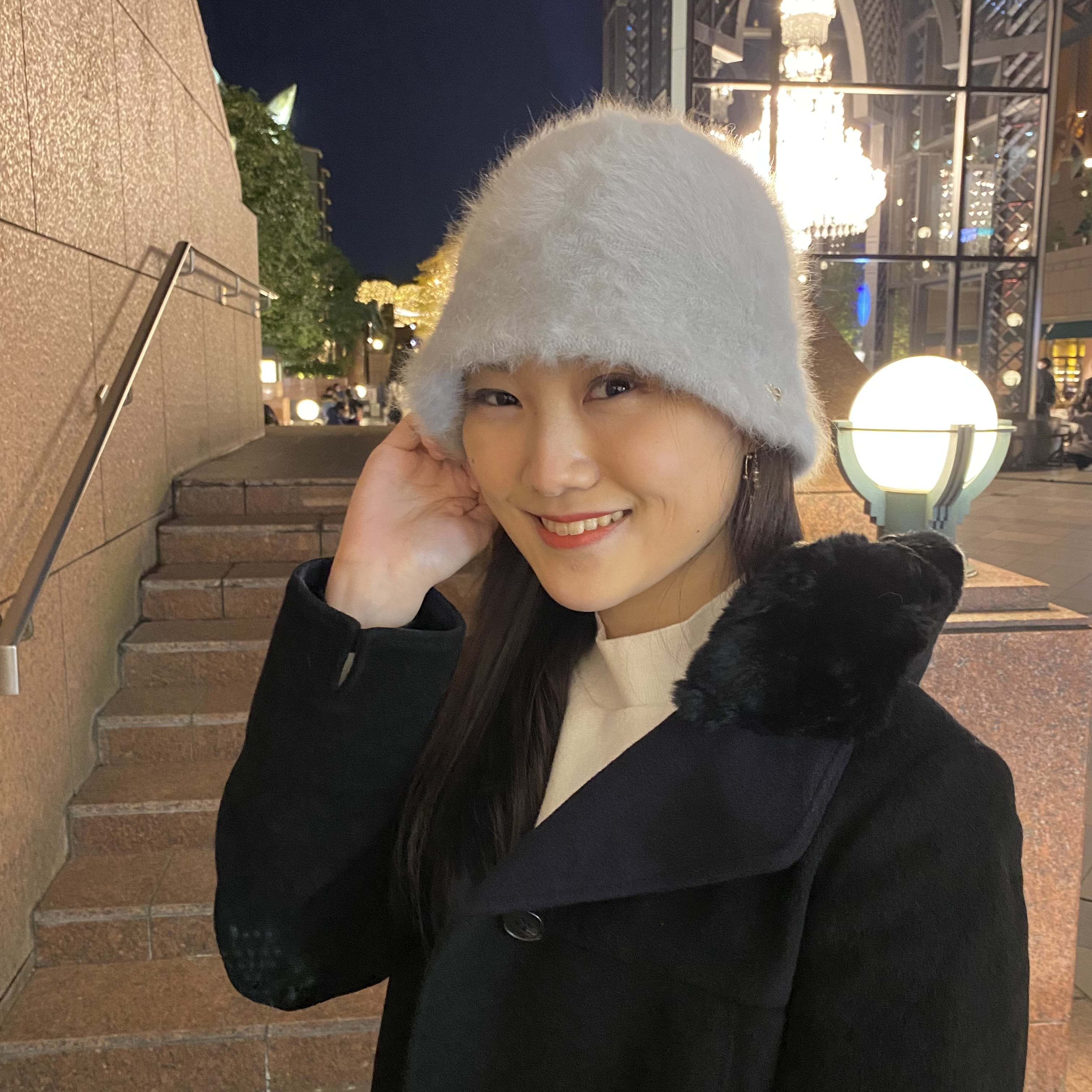 バケットハット、スナイデル、冬コーデ