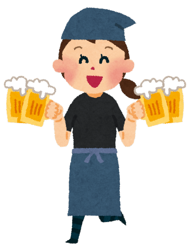 飲食店で働く女性のイラスト