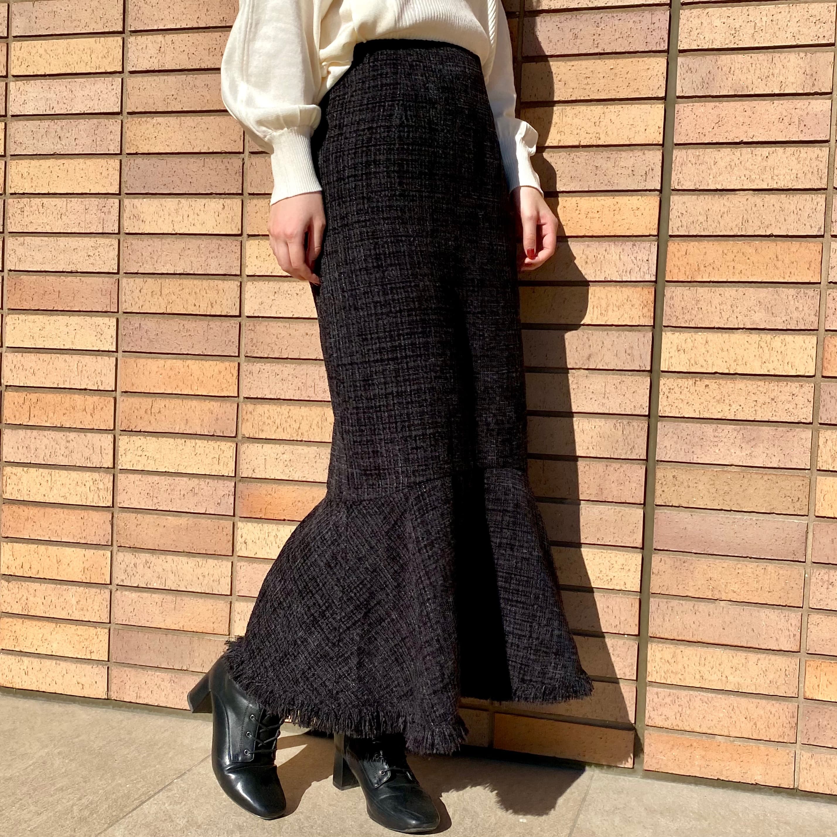 SENSE OF PLACE by URBAN RESEARCH　ツイードマーメイドスカート　ブラック