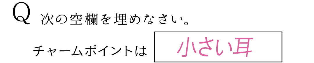 Q　次の空欄を埋めなさい。　チャームポイントは小さい耳