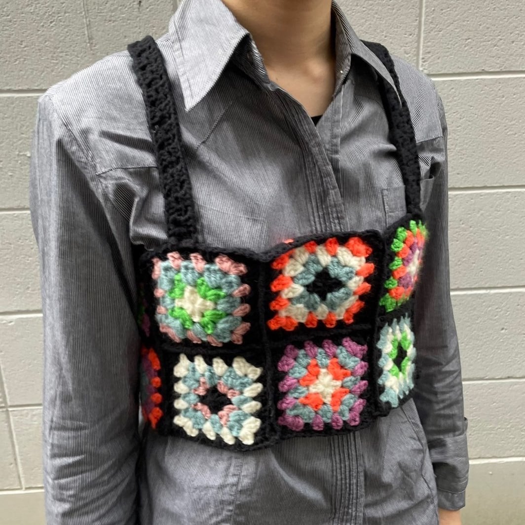 ビスチェ クロシェ編み ブラック