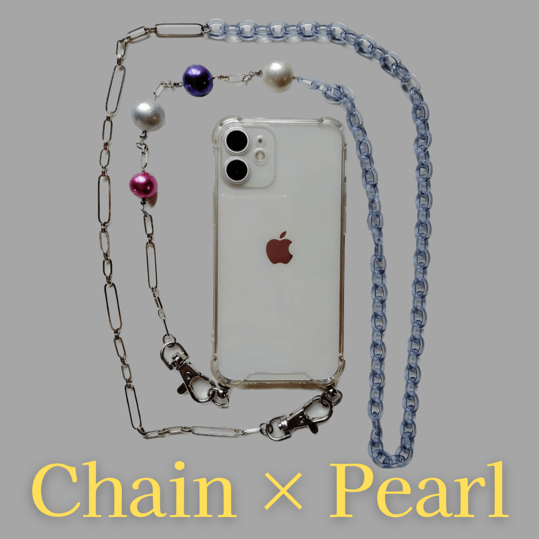 スマホショルダー　チェーン　パール