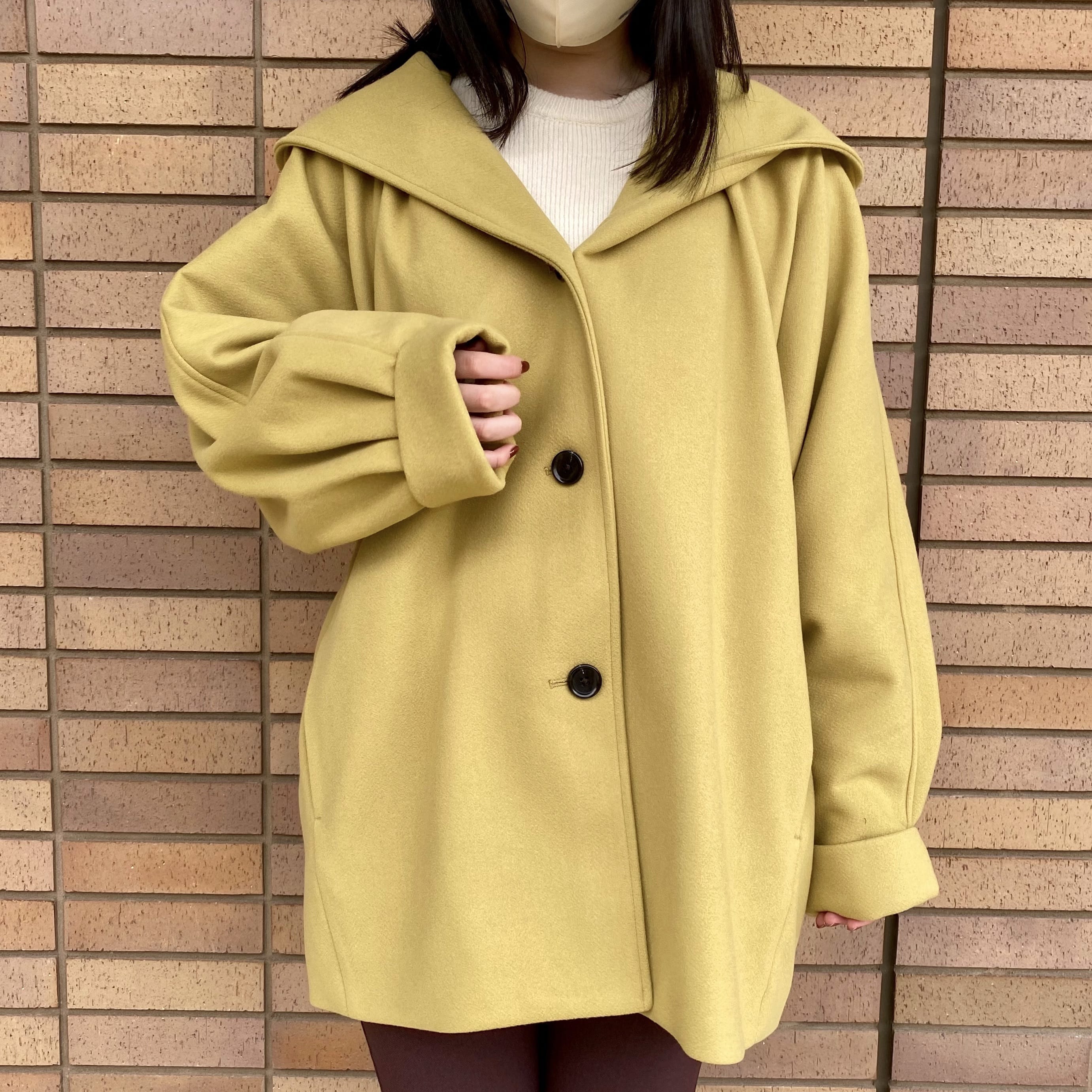 Heather ヘザー　WOOLLYTECH ウーリーテック/ミドルフードCOAT　マスタード