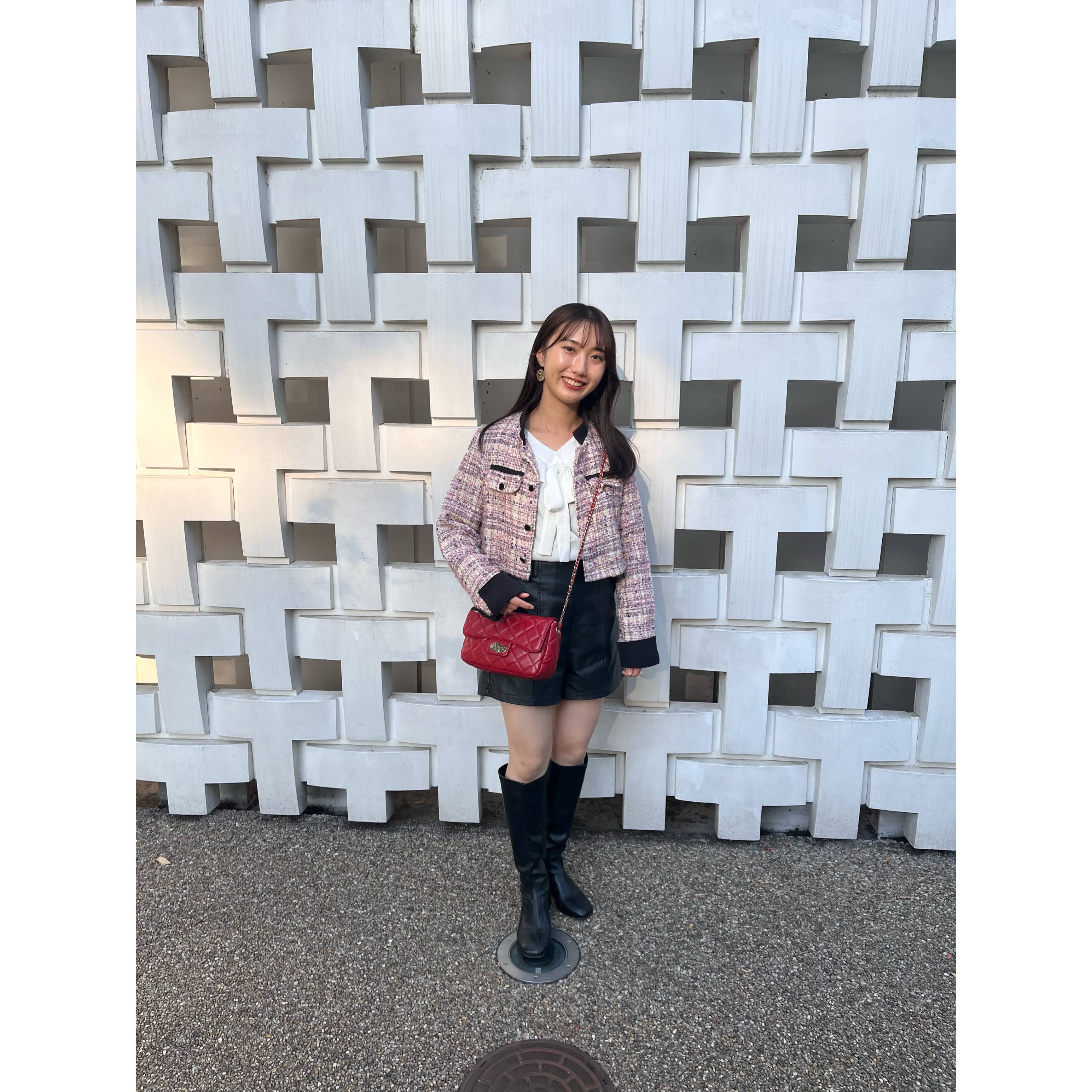 コート　ピンク　全身