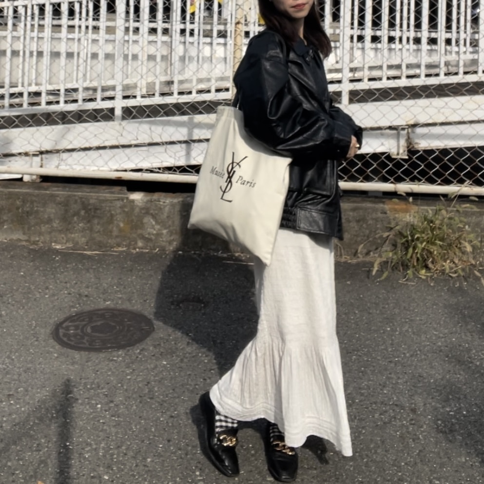 大学生フェイクレザーブルゾンコーデ