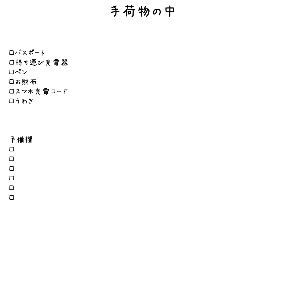 韓国旅行　荷物