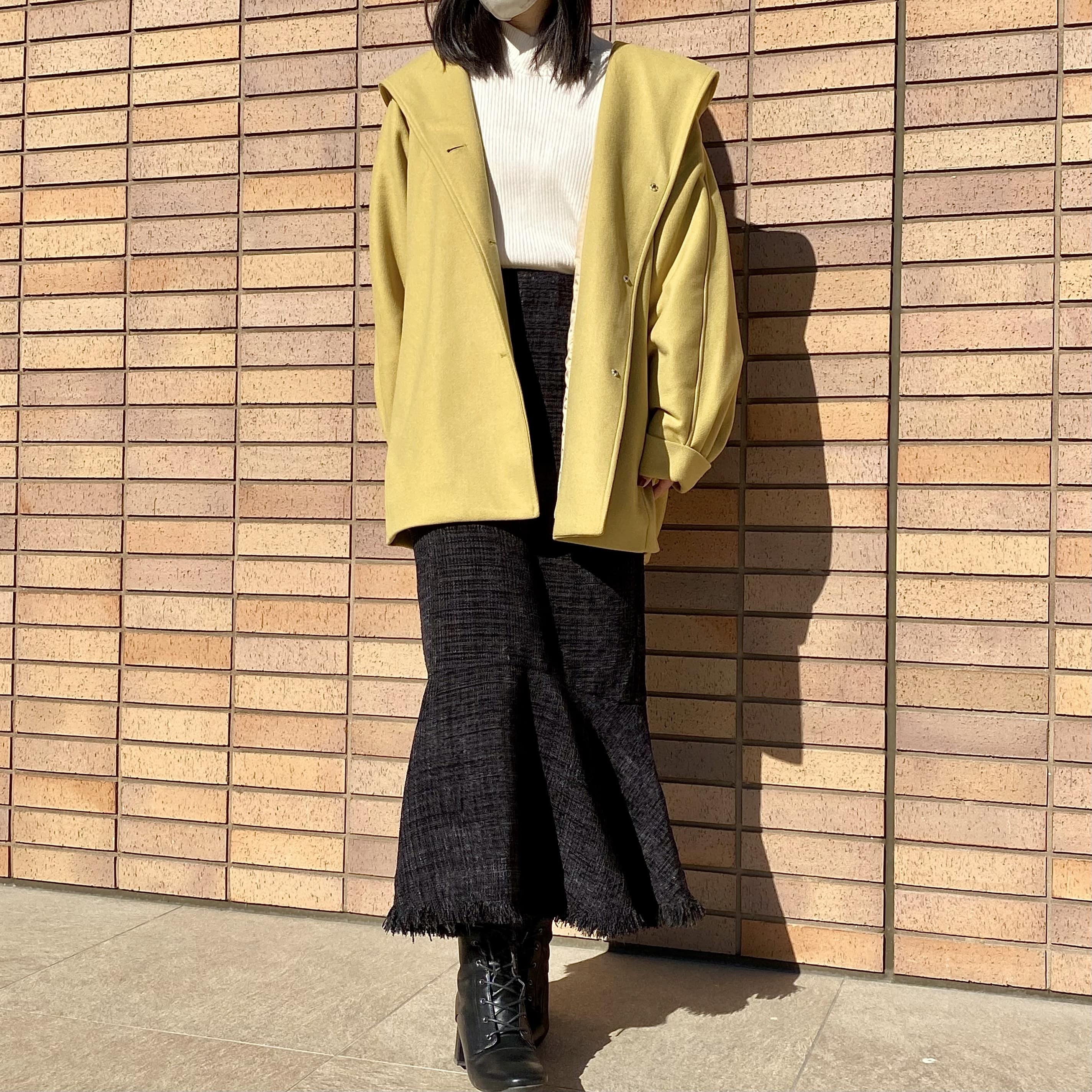 Heather WOOLLYTECH ウーリーテック/ミドルフードCOAT　SENSE OF PLACE by URBAN RESEARCH　ツイードマーメイドスカート　