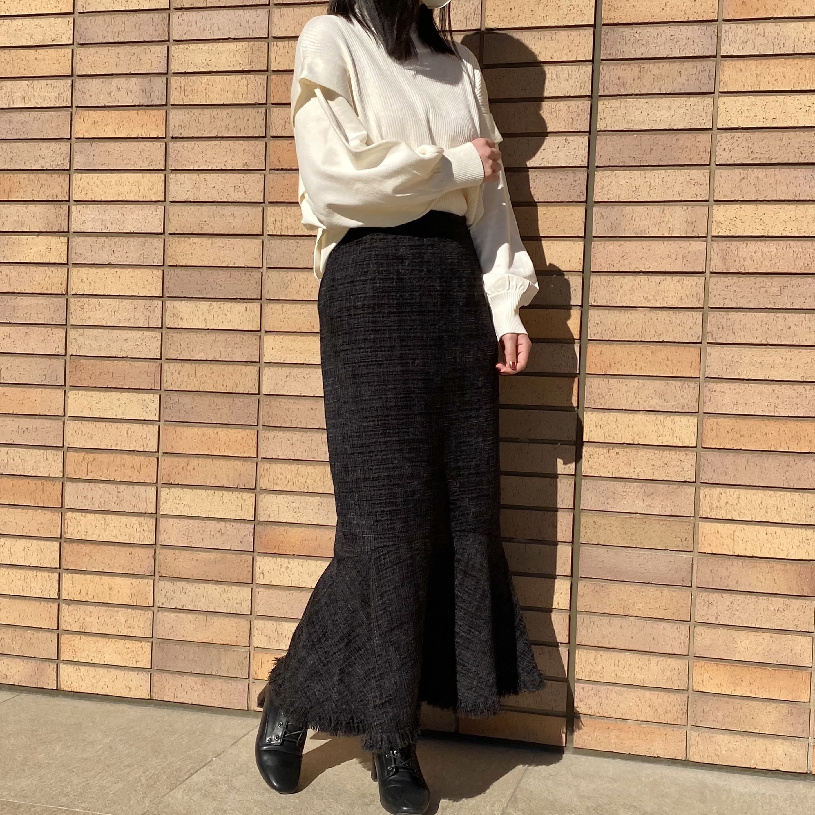 SENSE OF PLACE BY URBAN RESEARCH　ツイードスカート  ストレッチショルダータックセーター