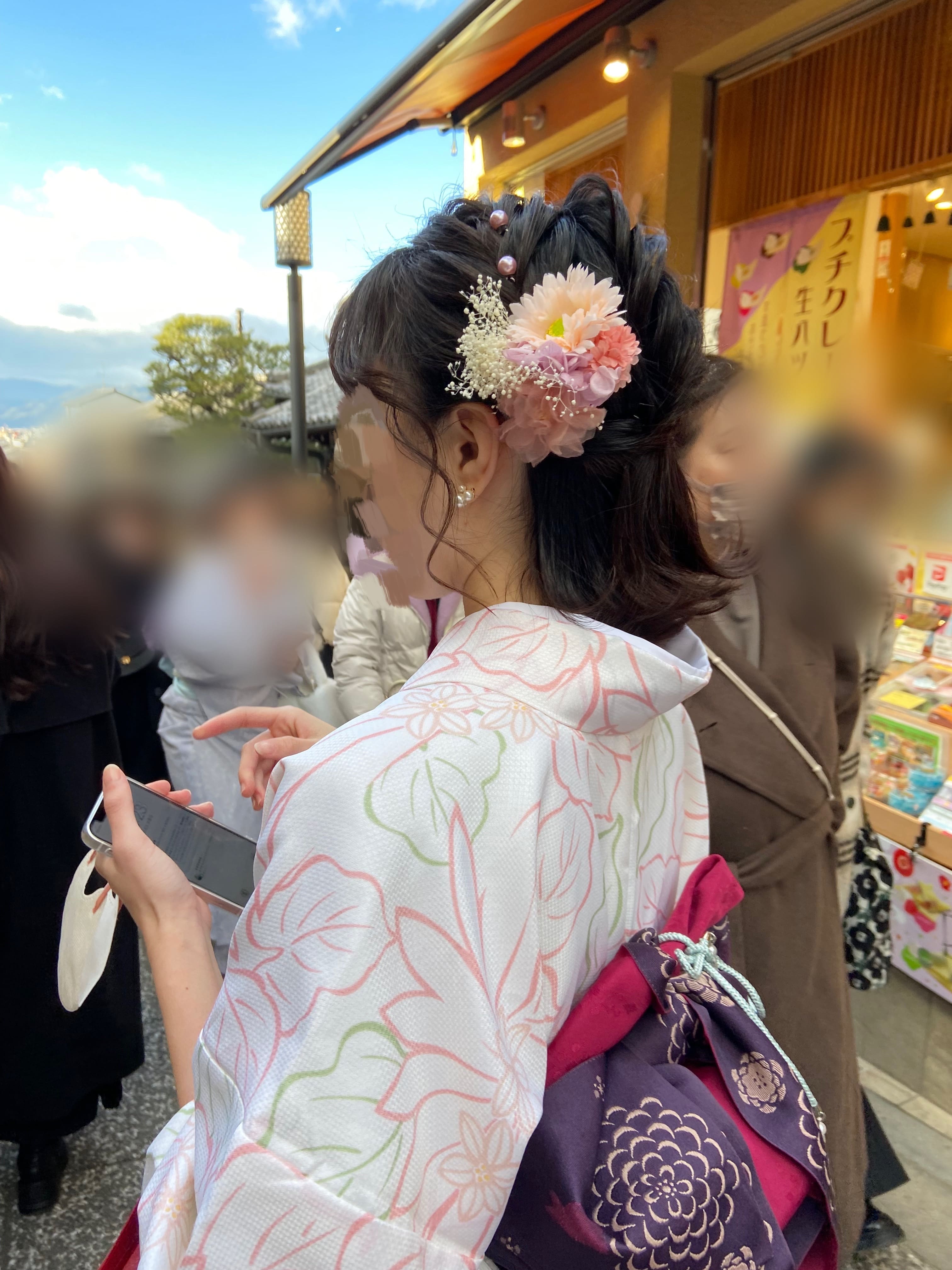 お花やパールで可愛くしてもらいました♡