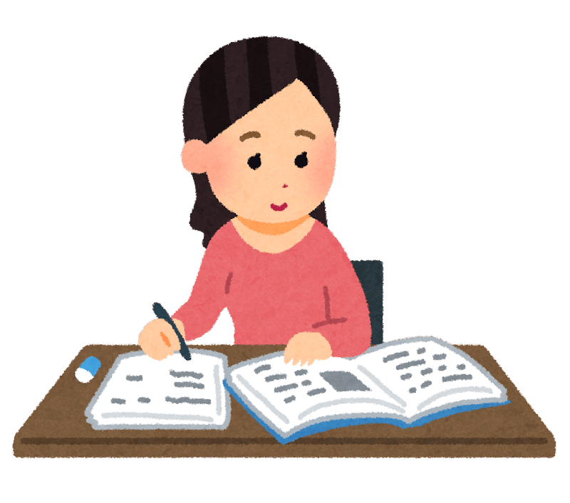 いらすとや 勉強をしている人のイラスト（女性）
