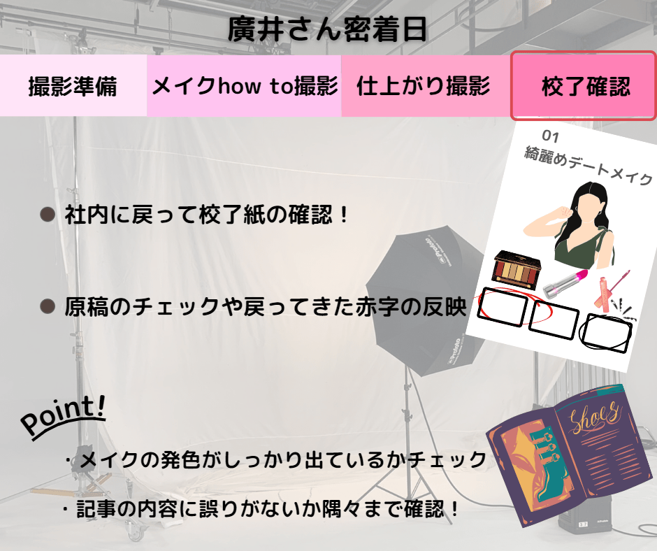 廣井明日香　密着日　校了確認