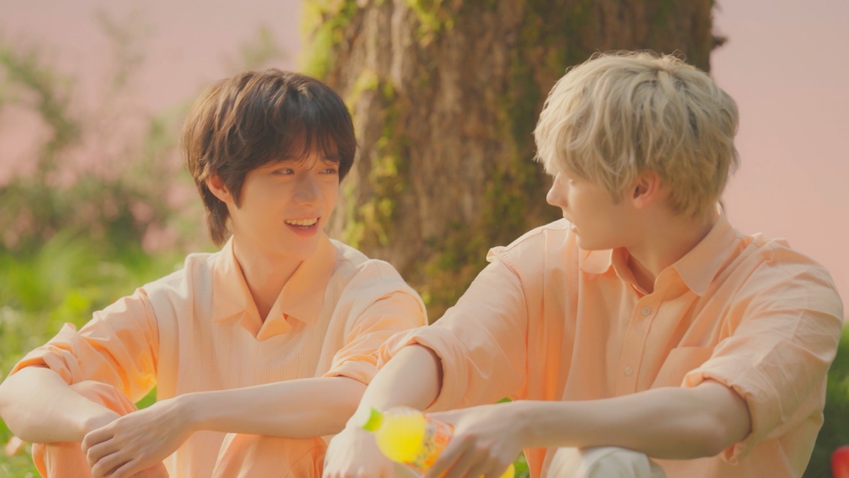 CM撮影中のBEOMGYU、HUENINGKAI