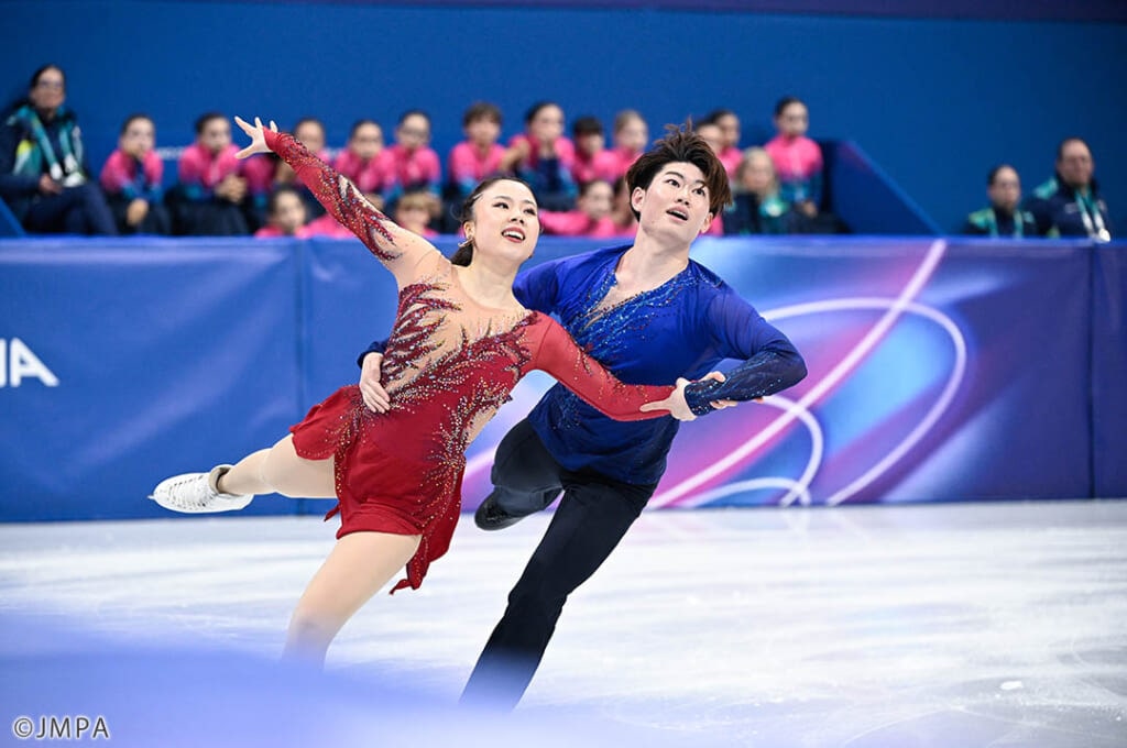 吉田唄菜＆森田真沙也組（うたまさ）：ミラノ五輪フィギュア団体戦でフリーダンスを滑る姿